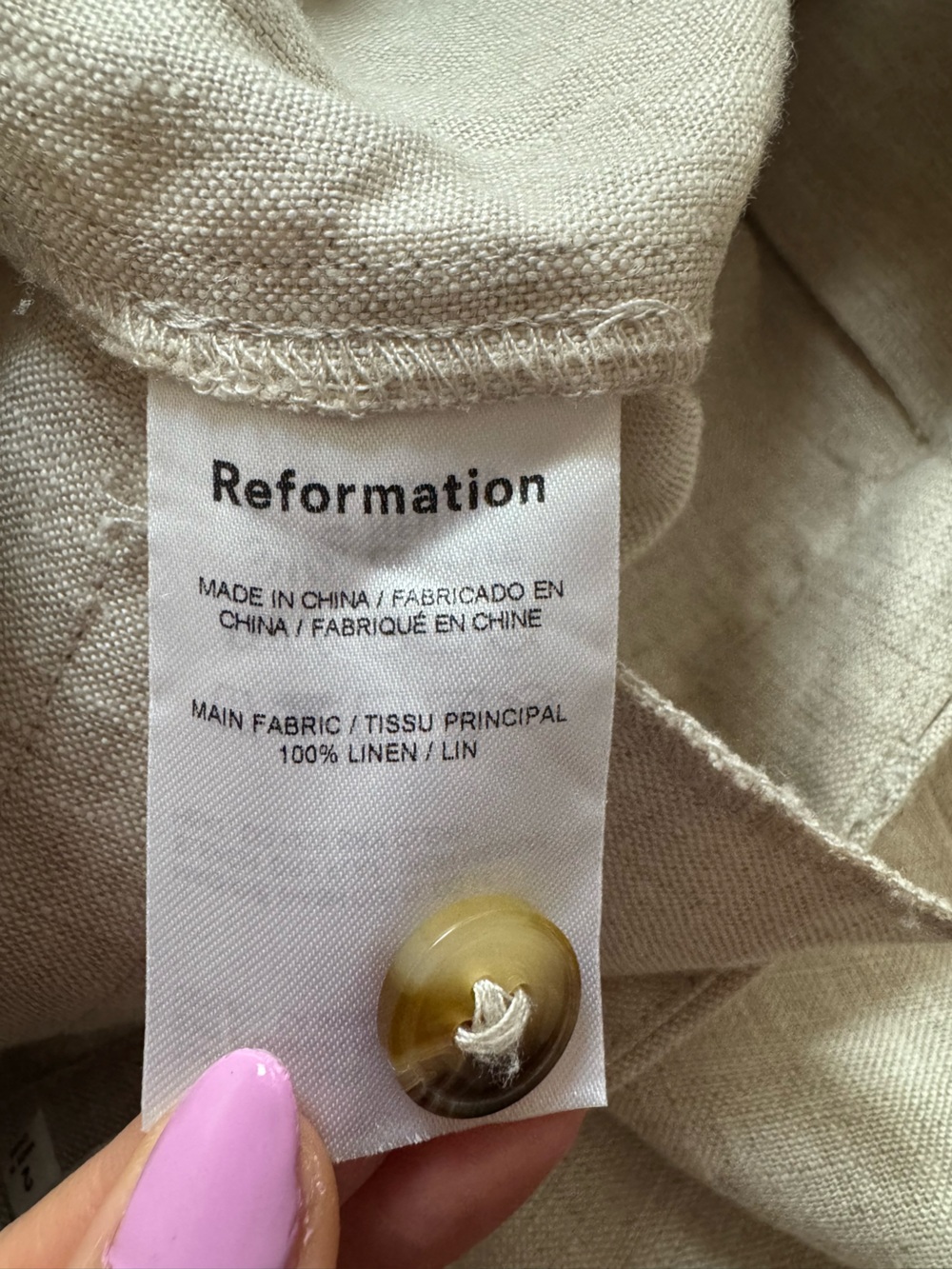 REFORMATION Mason Linen Trousers in Oatmeal 2 - Picture 10 of 11
